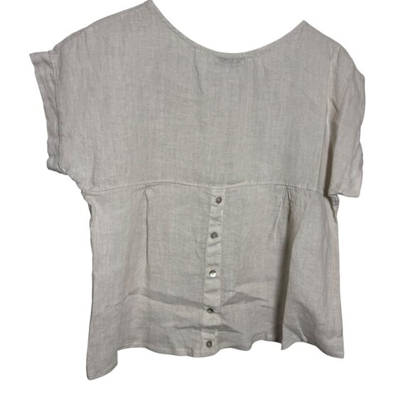 Terzo Millennio Made in Italy Size Small natural Linen Button Back Top Tunic - Picture 3 of 6